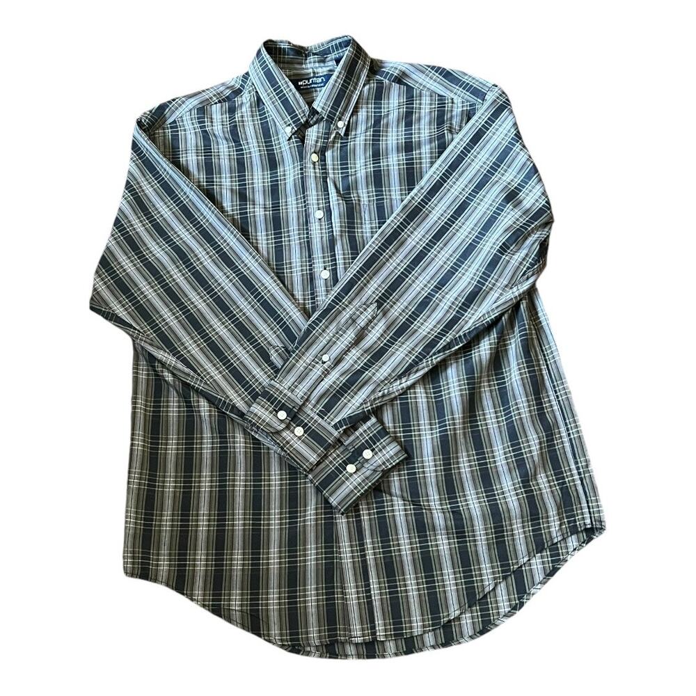 Vintage Puritan Plaid Button Down Shirt Green Y2K Mens M 38/40 Wrinkle Resistant